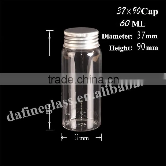 Pop mini transparent glass phial sealed cans Medical capsule bottle Loves candy food bottles with screw lid