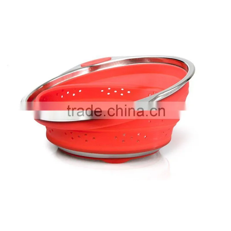 High quality food grade fruits and vegetables silicone collapsible colander