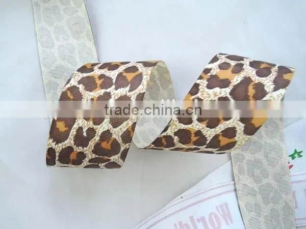Beautiful customized logo foil silver flowers print grosgrain ribbon