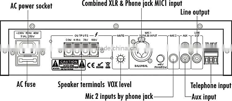 PA system 40W Desktop Power Echo Mixer Amplifier