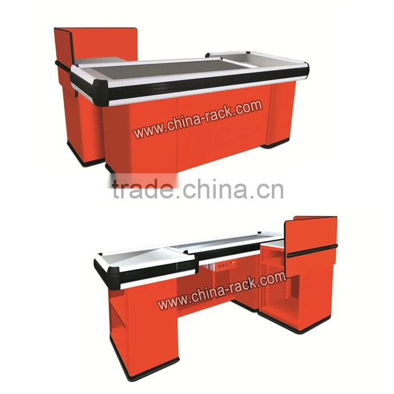 hot sale checkout counter with conveyor belt for supermarket