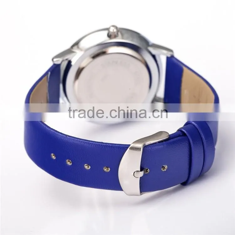 good quality custom logo metal wrist watch , simple men watch , leather watch band
