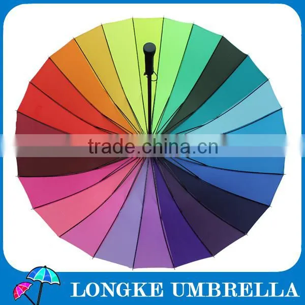 high quality 24K auto open rainbow straight umbrella