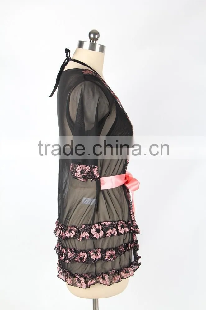 Hot selling flower fashion babydoll ladies night dress sex