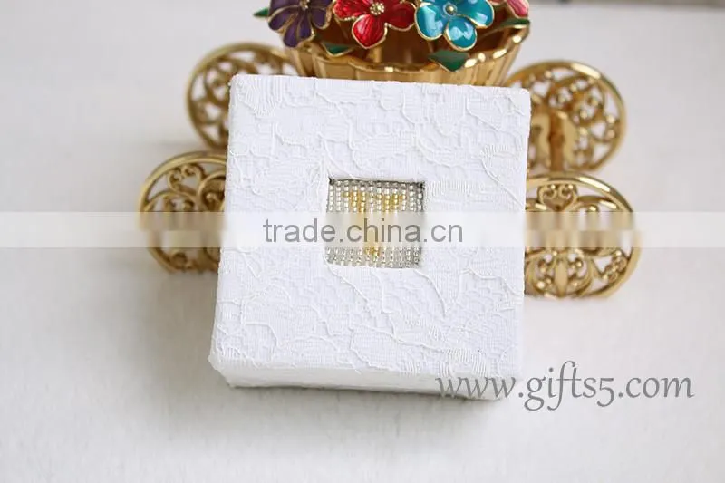 Elegant personalized wedding ring box for ceremony with beaded name plate of Y