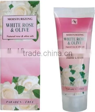Night Face Cream "WHITE ROSE & OLIVE", Paraben Free, 50 ml. Made in EU, Private Label Available