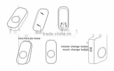 2016 hot sale Smart Wireless doorbell WJB13N series 300m working distance 52 melodies multi receivers battery power with LED