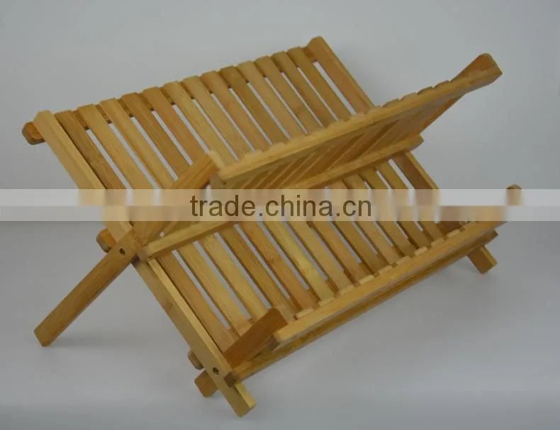 BH006/ Bamboo Compact Folding Dish Rack Holder for Palte and Mug