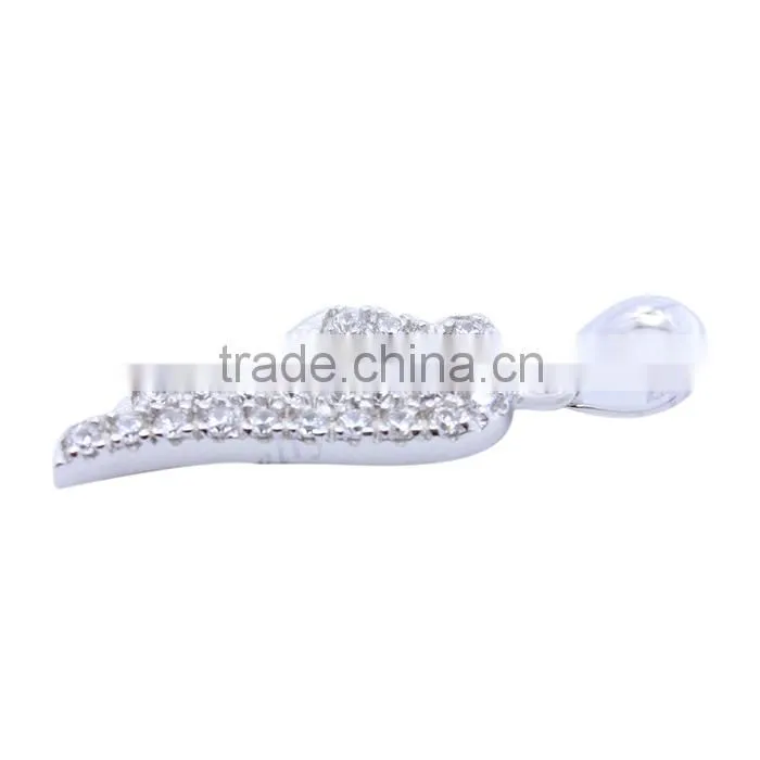 2015 wing jewelry for girl white Cz wholesale silver pendant alibaba china