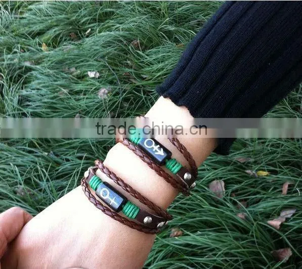 cow bone make leather beaded bracelets for lovers punk style