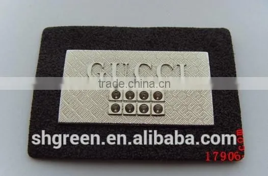 Metal plate overcoat leather label with color varnish