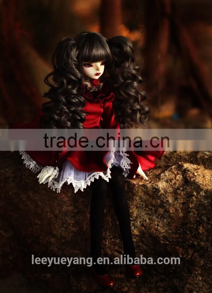 High quality dark brown deep curly lolite 1/4 BJD doll wigs