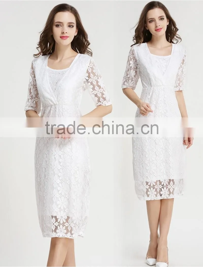 Elegant Lace breastfeeding party dress maternity clothes Fashionable