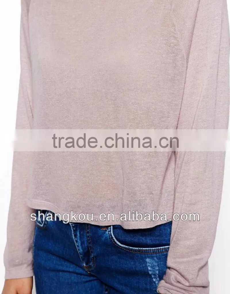 Ladies trendy raglan sleeves slouch shape tops