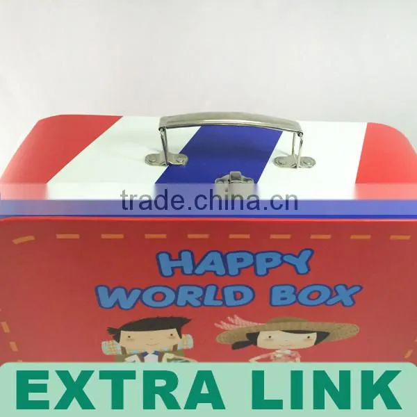 children toy environmental metal handle cardboard suitcase box