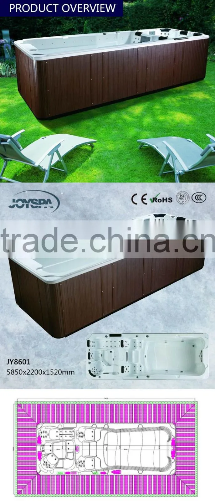 Hot selling acrylic hotel rectangular outdoor swim pool sex massage swimming spa