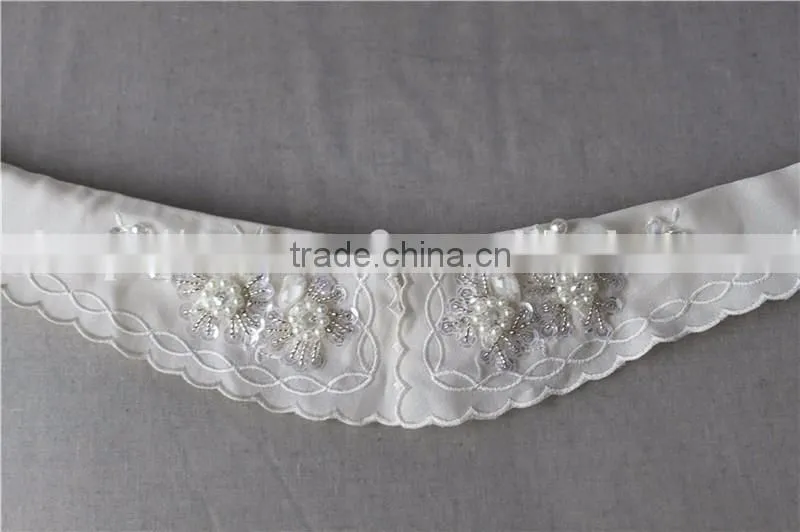 white detachable collar with crystal sequins and pearls, beaded collars for lady garments