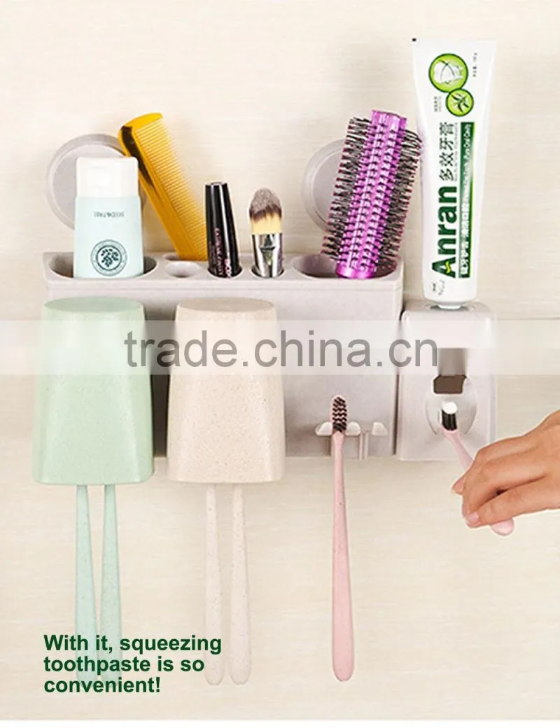 Toothpaste Dispenser Toothpaste Holder Wall Mounted Dustproof Automatic Toothbrush Holder