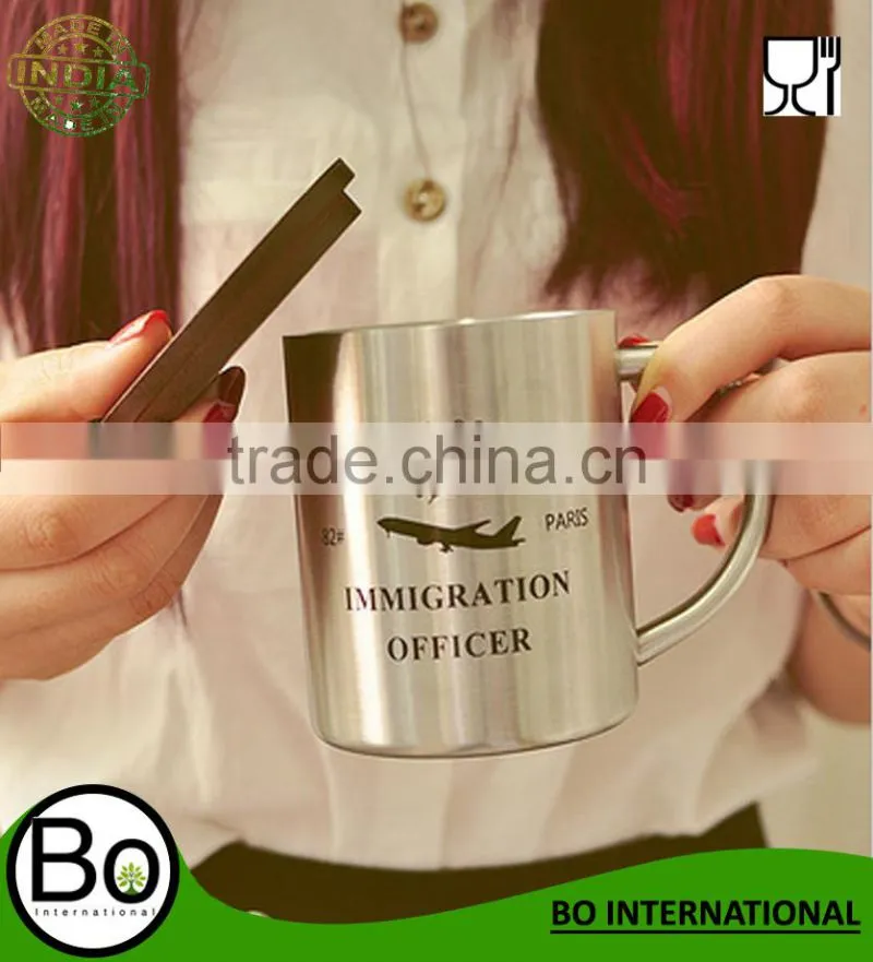 Stainless steel Double Layer (Wood Cup Lid)Mug Coffee Cups Caneca Beer Cup Coffee Mug Taza Copo Fast Shipping With Guarantee