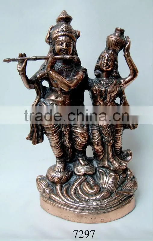 Religious Metal Radha Krishna Statue, Antique Statue, Indian Religious Statues