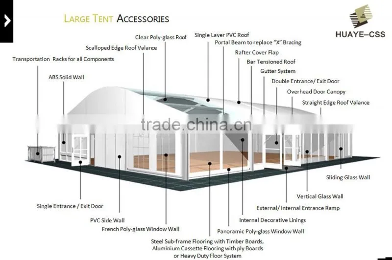 Modern large tent curved roof tent for party, event or exhibition