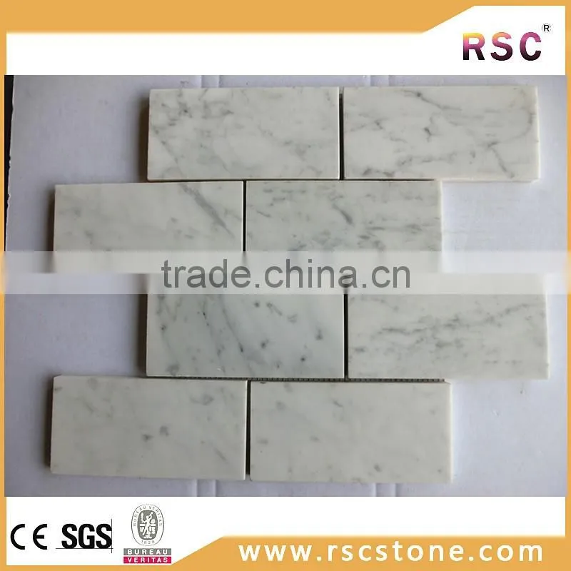 Carrara marble mosaic tiles on mesh