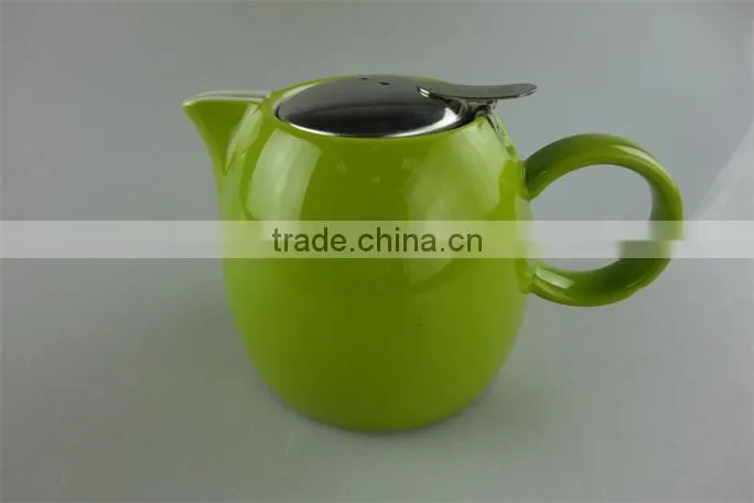 Stock glazed ceramic teapot with iron cover with cheap price