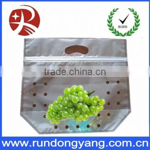 plastic slider zip lock zipper fruit bag with handle and air holes