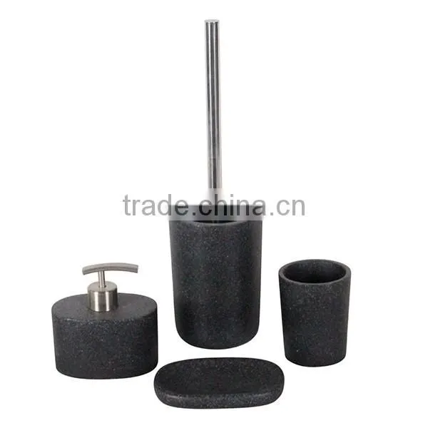 4 piece bath accessories resin and sandstone red and black bathroom set
