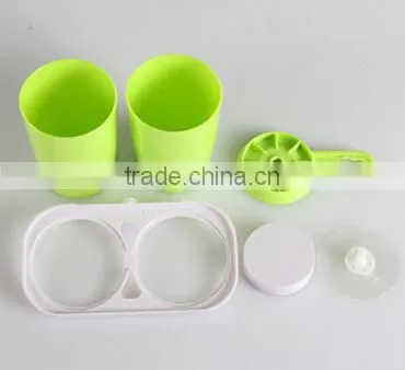 Sucker Hanging Plastic Two Cup Toothbrush Holder