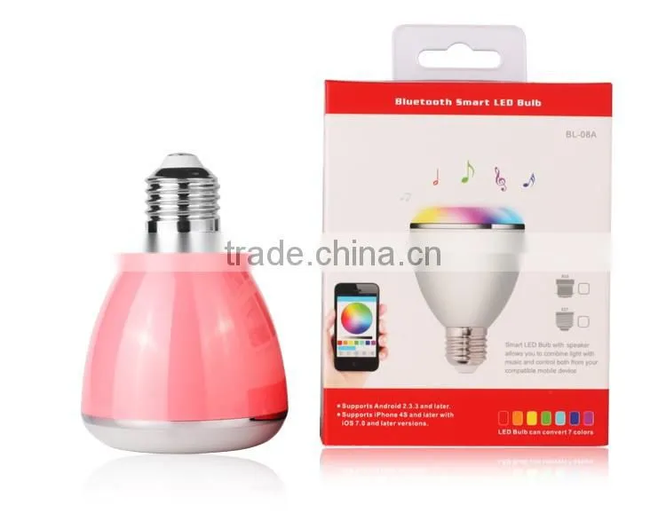 2017 innovative music mini audio e27 t2219 bluetooth speaker led bulb with app remote