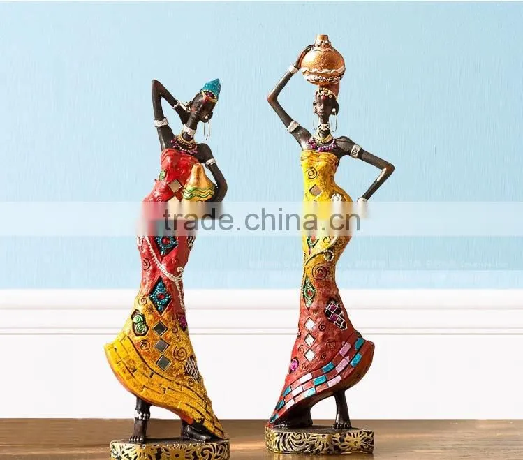 Carving Resin Sexy Black Woman Resin Sculpture For Sale