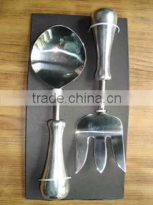 Salad Servers, Stainless Steel Decorated, Polished and enameled Salad Servers