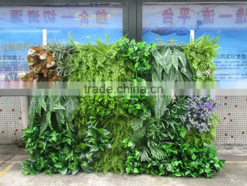 Shengjie factory artificial green wall plastic artificial plant wall wholesale artificial vertical plant wall