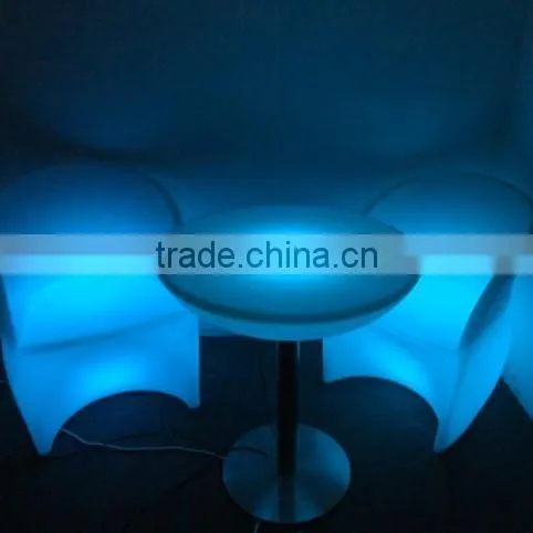 luxy hotel lounge led illuminated chair sets / RGB color adjustable PE material sofa and chair sets