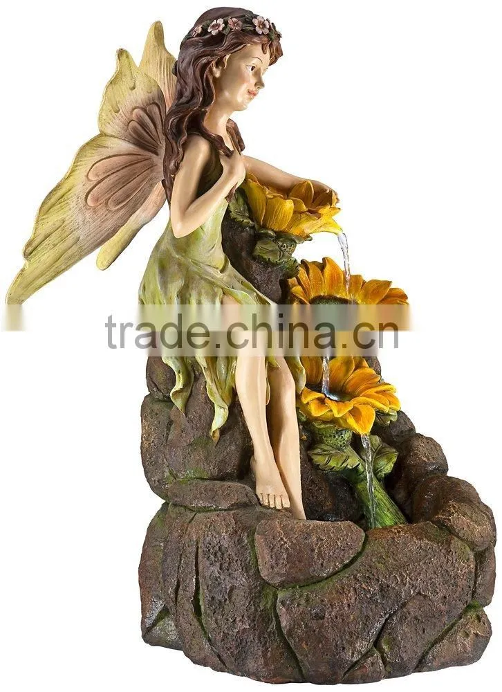 Garden Fairy with Sunflowers Handmade Fairy Garden Water Fountain