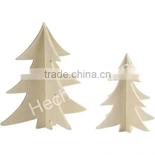 Christmas Tree Wooden 3D Decoration Plain Wood Trees Decorate Craft Set