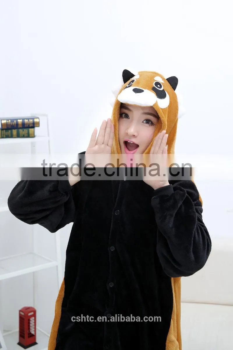 flannel cartoon adult animal jumpsuit animal pajamas jumpsuit raccoon design
