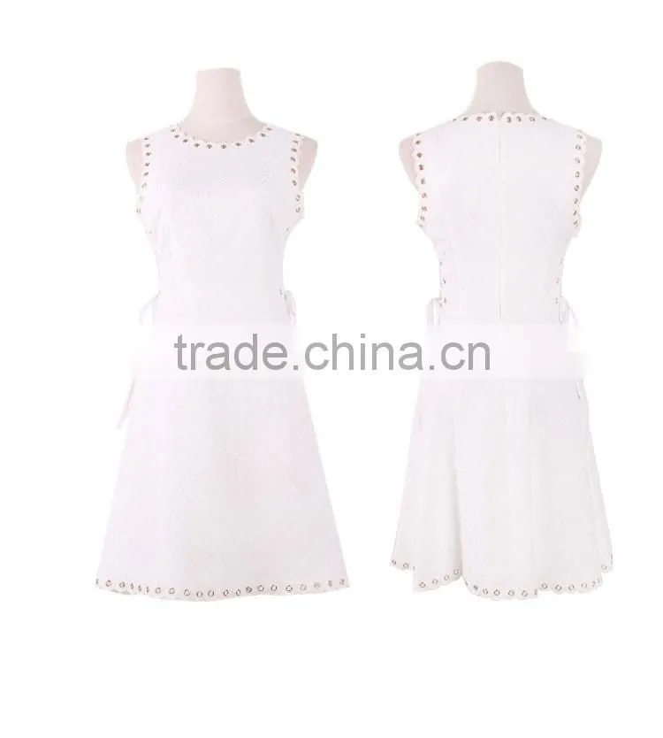 Maxnegio jacquard design metal stud casual dress