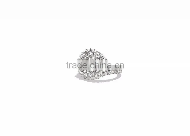 Elegant CZ Studded Rhodium Plated Designer Ring