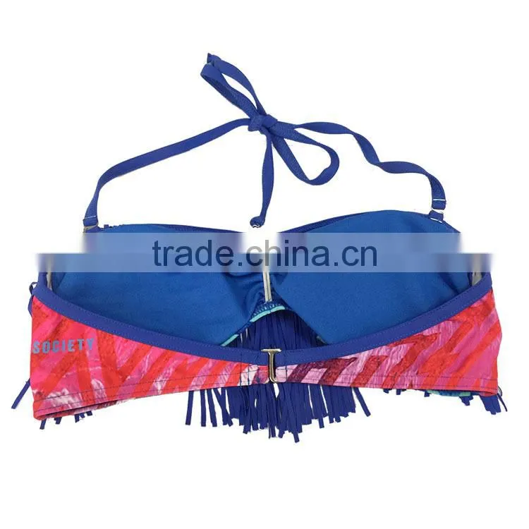 Hot sale woman swimsuit tassel design custom logo sexy mature bikini