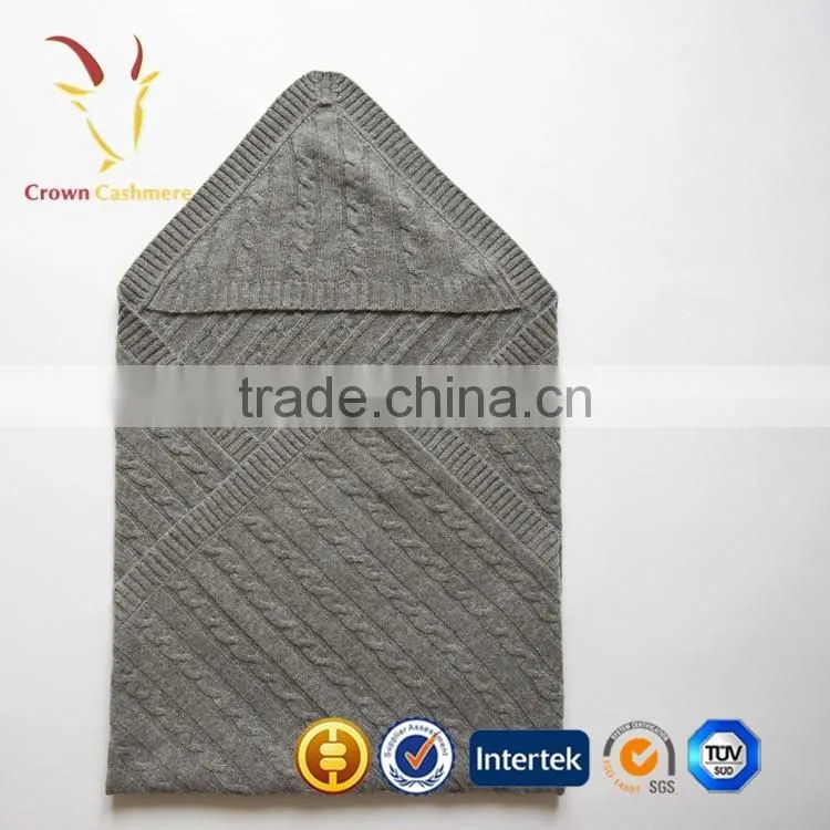 100% Cashmere Wool Cable Knitted Baby Blanket