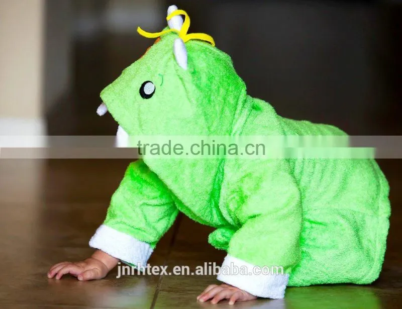 Green monster coton bathrobe and towel,baby terry bathrobe wholesale