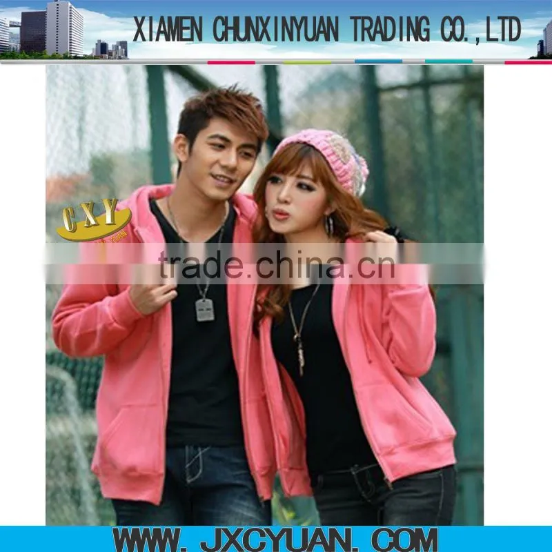 2016 high quality wholesale zipper up hoodies for lovers