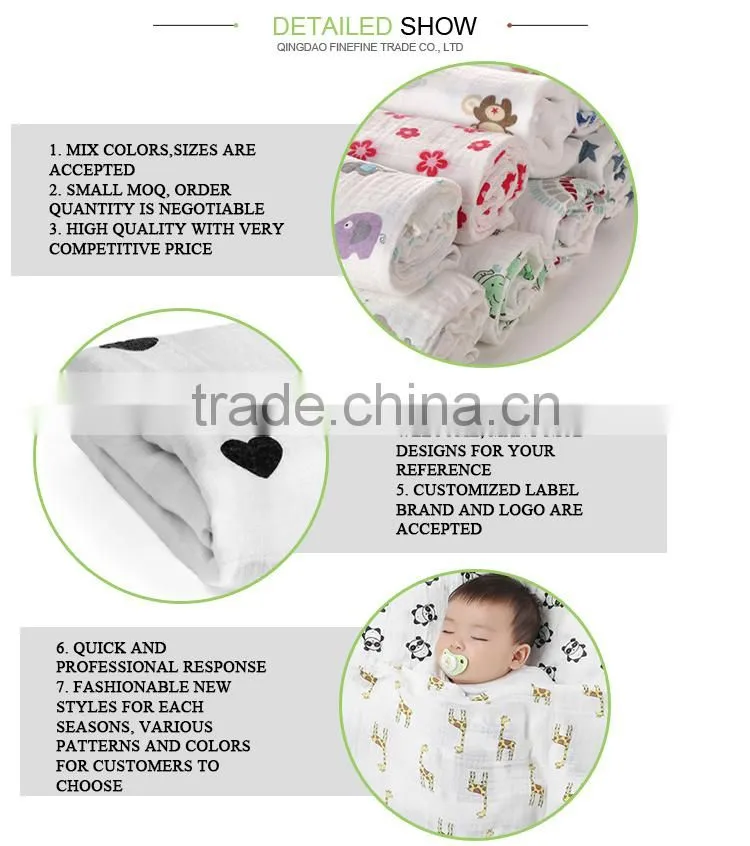 Cheap Soft Bamboo Organic Cotton Fabric Baby Blanket