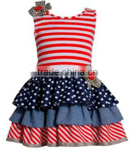 kids modeling clothes Stripes and short-sleeve roll-cuff dress-Children's Casual Daily Wear Boutique Summer Stripe Girls Dresses