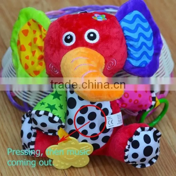 Cute elepanht pessing musical Plush toys baby educational stuffed & plush toy baby gift