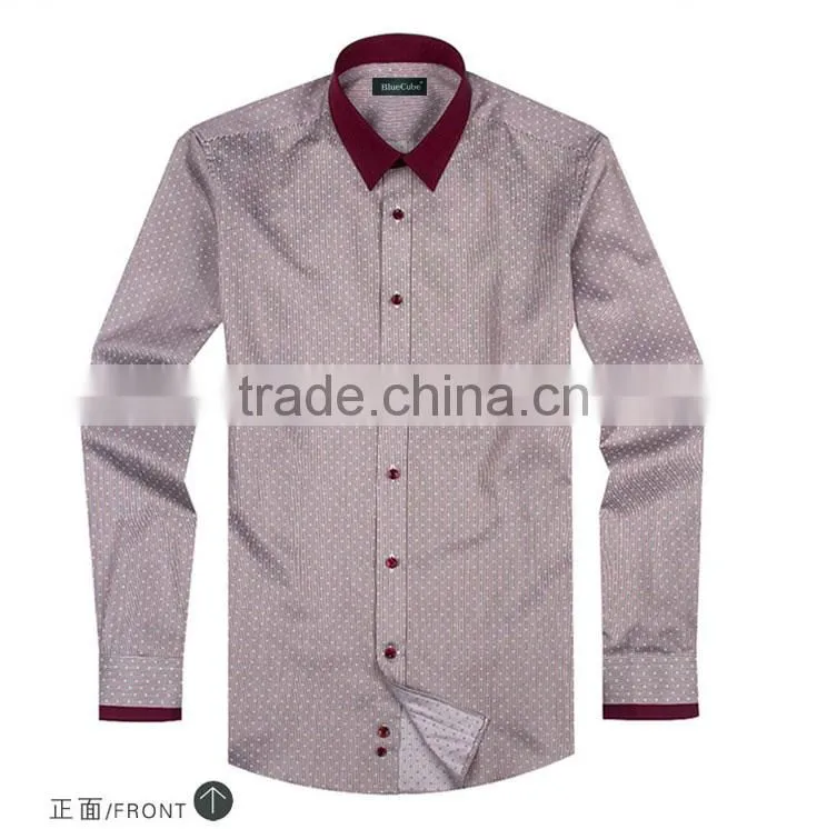 2014 fashion casual man shirt red collar china wholesale