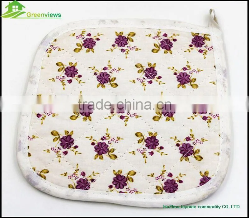 Beautiful cotton Promotion decorative potholder Cheap pot holder printed oven mitten potholder