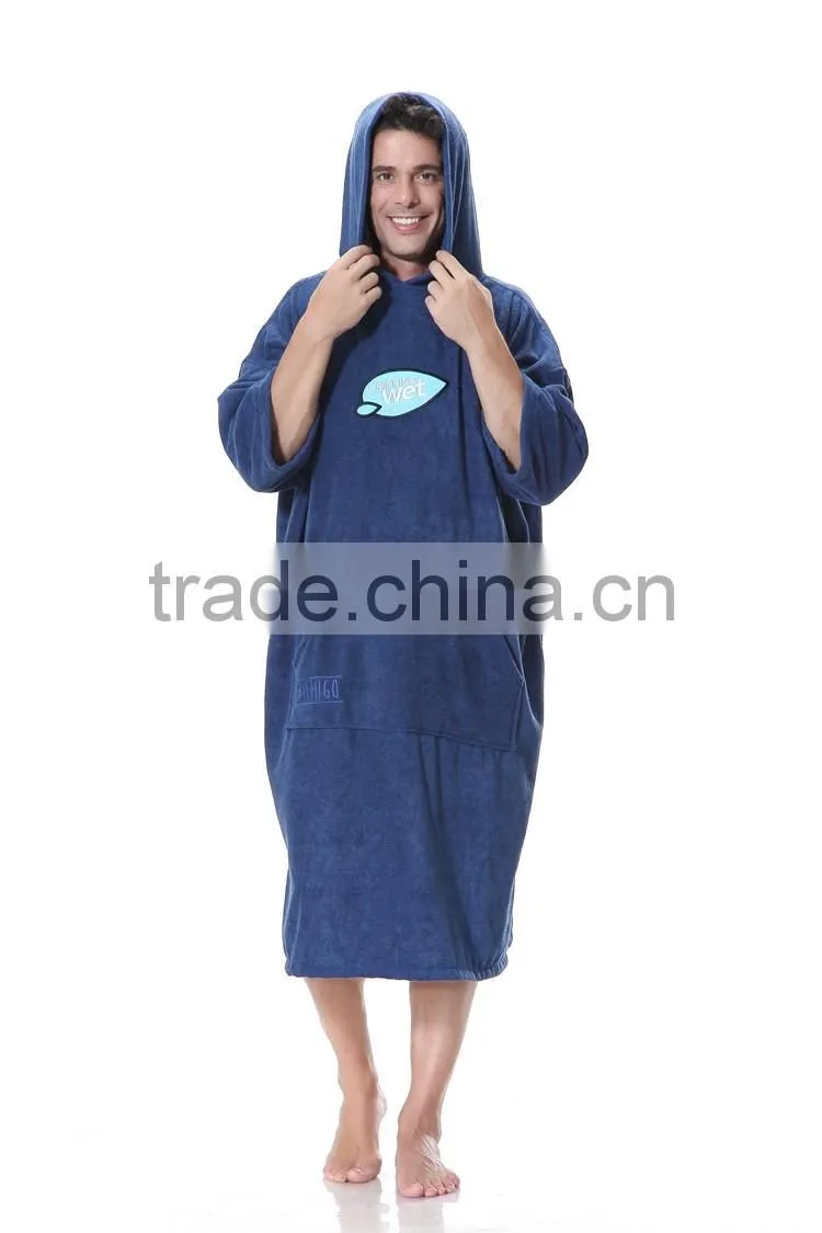 Adult poncho beach towel hooded poncho towel woven plain dyed